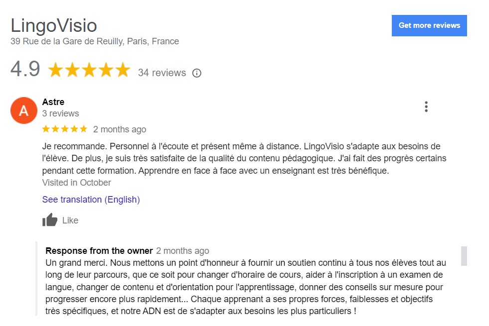 Avis De Nos tudiants LingoVisio