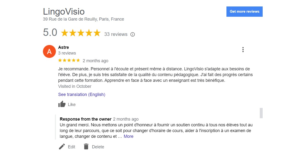 Avis De Nos tudiants LingoVisio