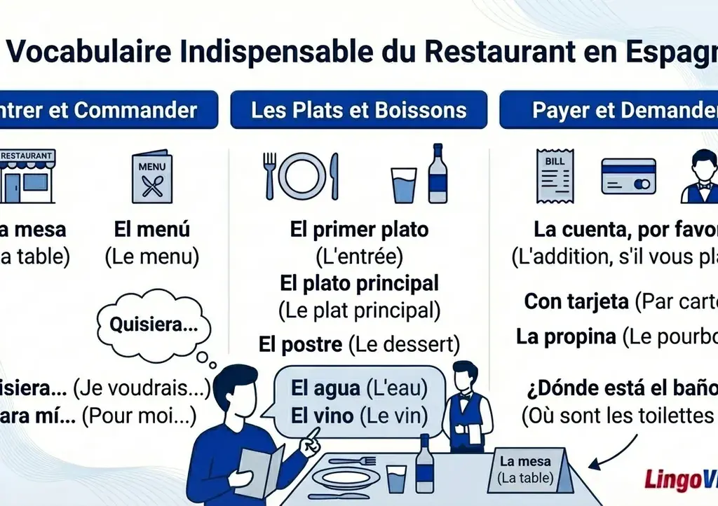 vocabulaire restaurant espagnol