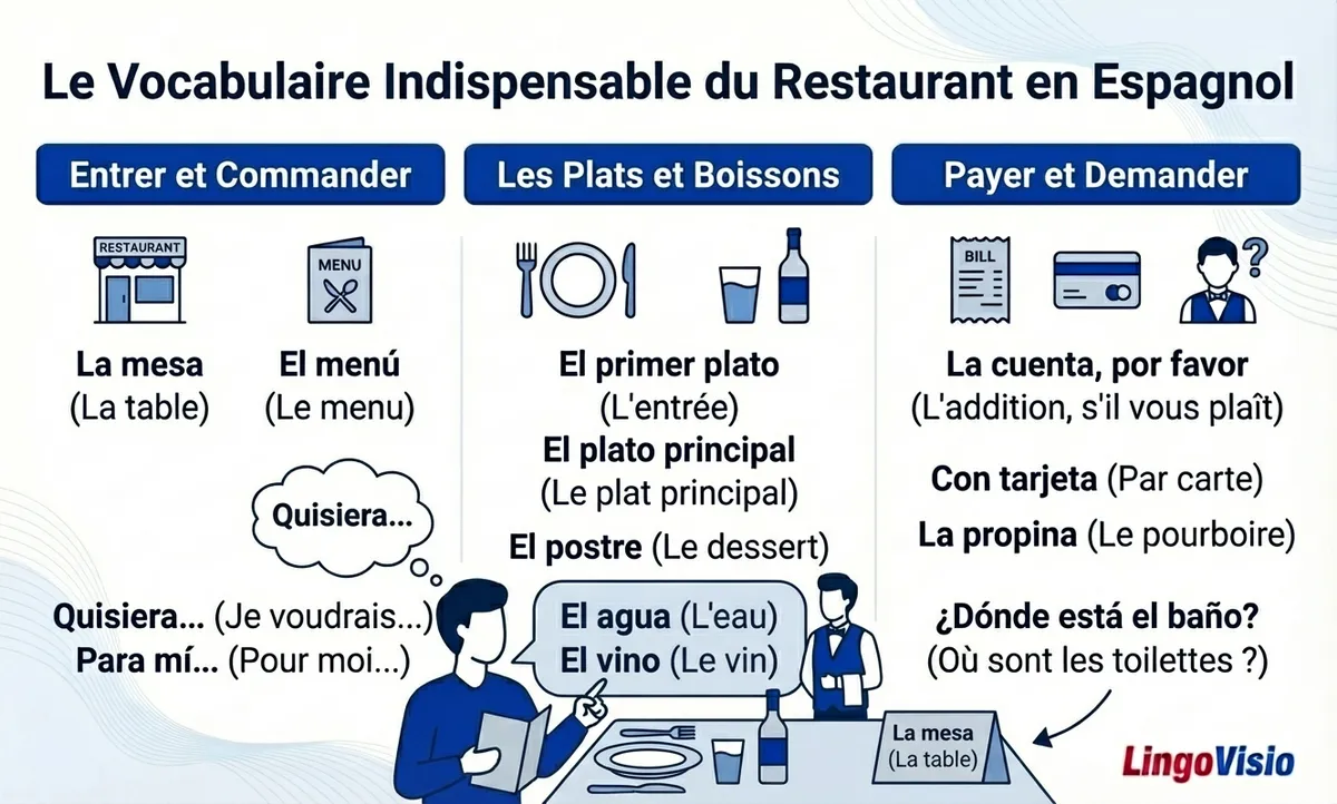 vocabulaire restaurant espagnol